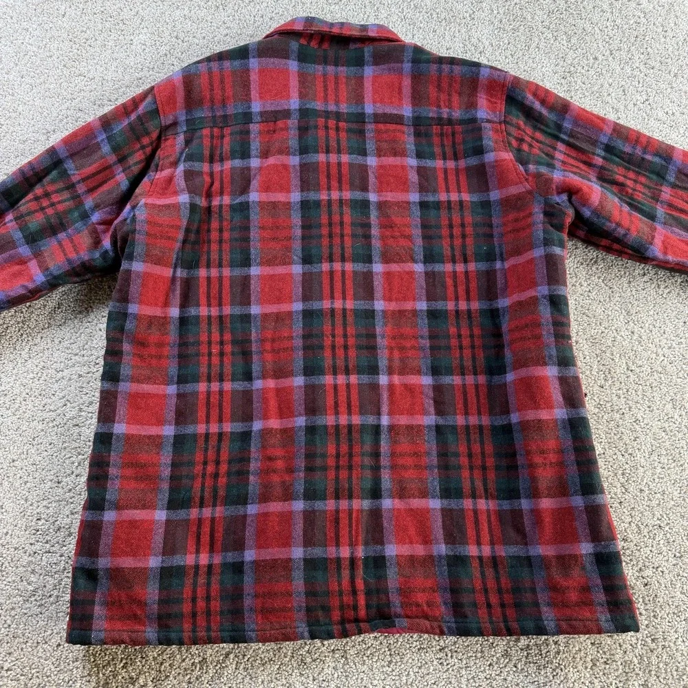 Vintage Joseph Horne Jacket Mens XL Red Plaid Wool Quilted Flannel Lined
